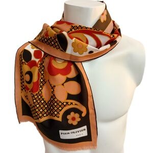 Vintage Pier Olivier Paris Floral Scarf w/ Hand-Rolled Edges 🇫🇷